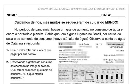 atividade 5º ano dia mundial da água